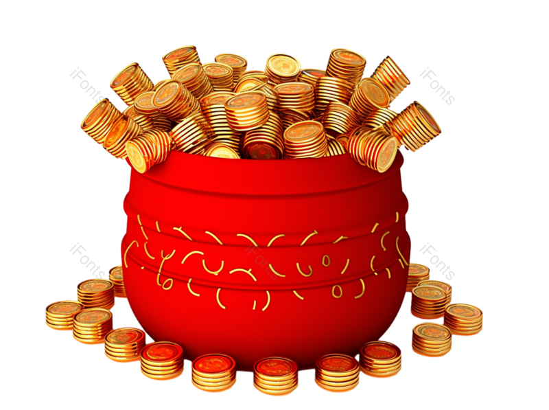 卡通图片,礼盒元素,金币PNG,大促免抠素材